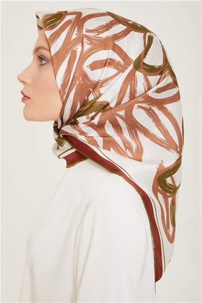 Armine Çiçek Desenli Twill İpek Eşarp 24Ya9123 5 53