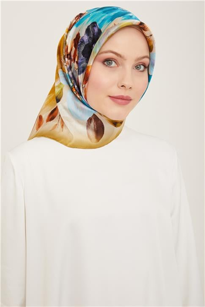 Armine Çiçek Desenli Twill İpek Eşarp 24Ya9133 36 02