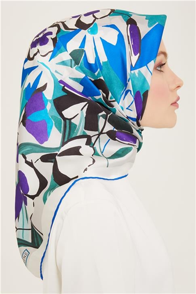 Armine Çiçek Desenli Twill İpek Eşarp 24Ya9153 52 04