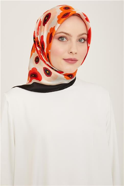 Armine Çiçek Desenli Twill İpek Eşarp 24Ya9106 54 04