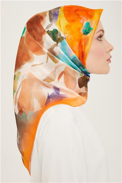 Armine Çiçek Desenli Twill İpek Eşarp 24Ya9103 81 80