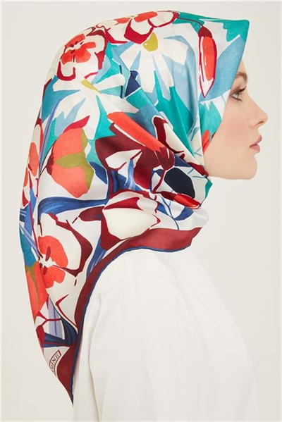 Armine Çiçek Desenli Twill İpek Eşarp 24Ya9153 52 60