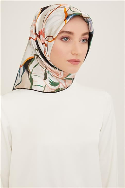 Armine Çiçek Desenli Twill İpek Eşarp 24Ya9110 5 80