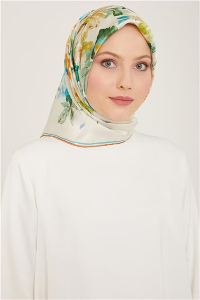 Armine Çiçek Desenli Twill İpek Eşarp 24Ya9127 51 02