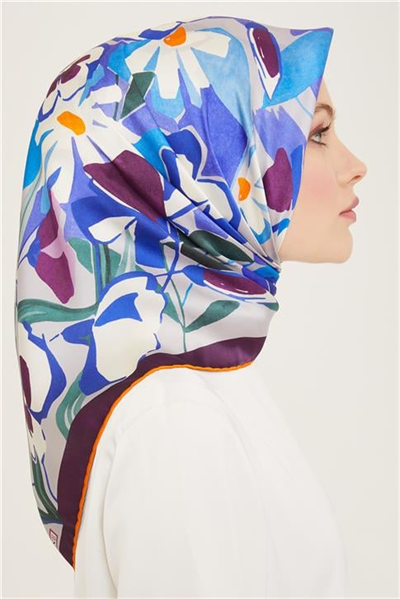 Armine Çiçek Desenli Twill İpek Eşarp 24Ya9153 52 61