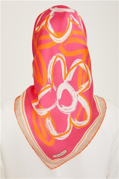 Armine Çiçek Desenli Twill İpek Eşarp 24Ya9123 5 85