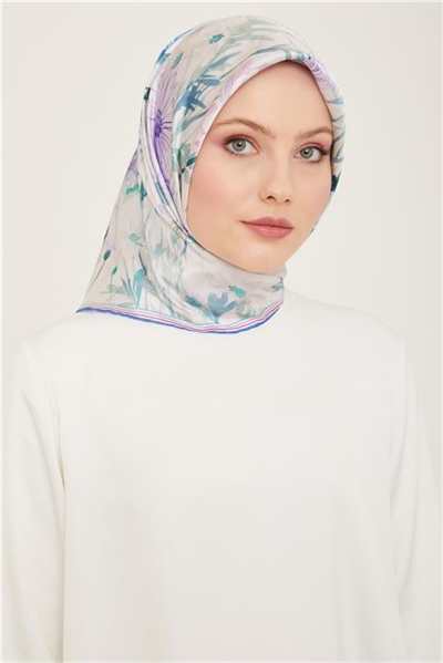 Armine Çiçek Desenli Twill İpek Eşarp 24Ya9129 09