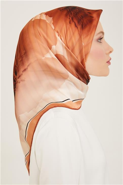 Armine Çiçek Desenli Twill İpek Eşarp 24Ya9100 87 01