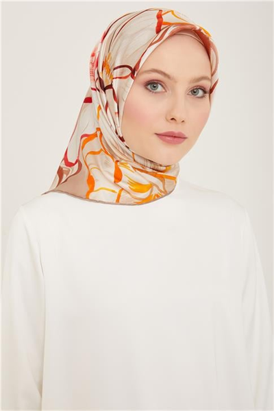 Armine Çiçek Desenli Twill İpek Eşarp 24Ya9110 5 07