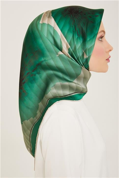 Armine Çiçek Desenli Twill İpek Eşarp 24Ya9100 87 85