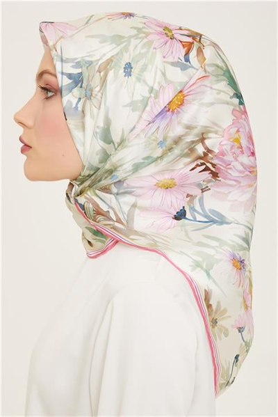 Armine Çiçek Desenli Twill İpek Eşarp 24Ya9129 38