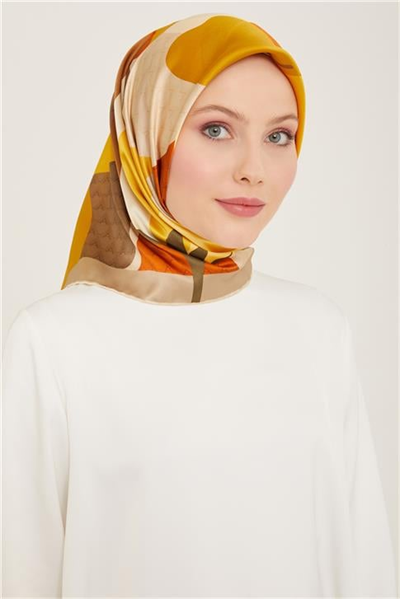 Armine Çiçek Desenli Twill İpek Eşarp 24Ya9119 14 07