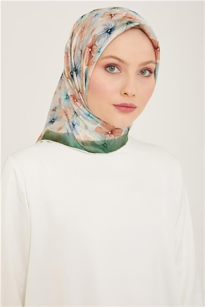 Armine Çiçek Desenli Twill İpek Eşarp 24Ya9108 83 84