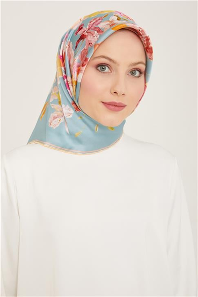 Armine Çiçek Desenli Twill İpek Eşarp 24Ya9127 51 53