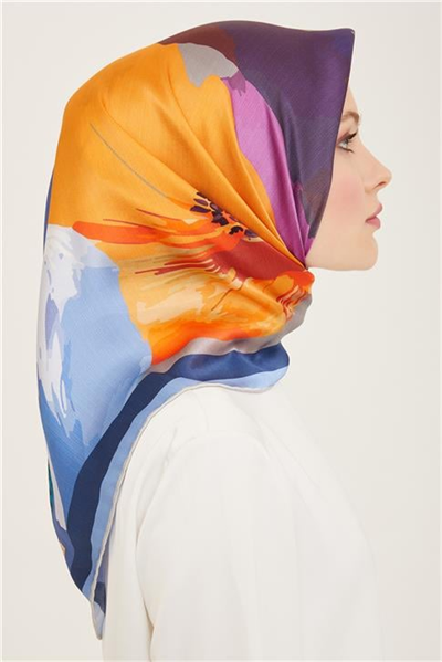 Armine Çiçek Desenli Twill İpek Eşarp 24Ya9145 2 35