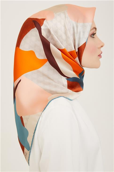 Armine Çiçek Desenli Twill İpek Eşarp 24Ya9119 14 02