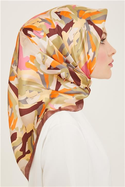 Armine Çiçek Desenli Twill İpek Eşarp 24Ya9140 51 80