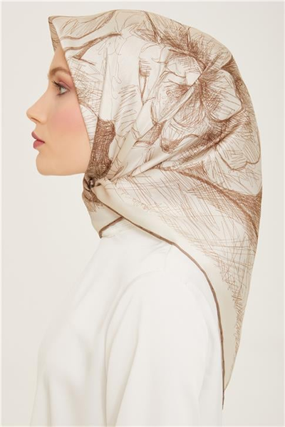Armine Çiçek Desenli Twill İpek Eşarp 24Ya9121 1 33