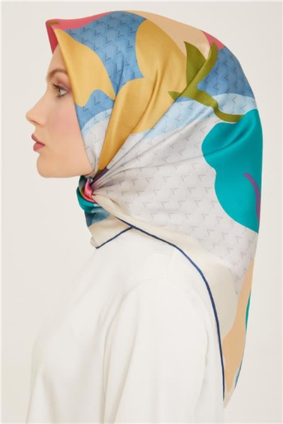 Armine Çiçek Desenli Twill İpek Eşarp 24Ya9119 14 04
