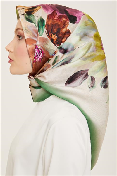 Armine Çiçek Desenli Twill İpek Eşarp 24Ya9133 36 03