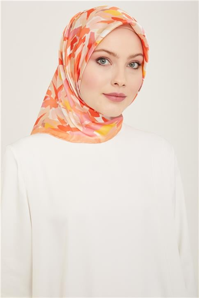 Armine Çiçek Desenli Twill İpek Eşarp 24Ya9140 51 50
