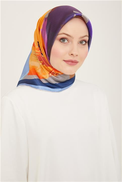 Armine Çiçek Desenli Twill İpek Eşarp 24Ya9145 2 35