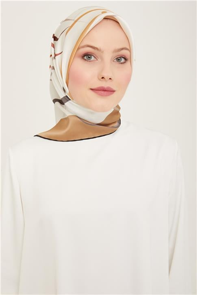 Armine Çiçek Desenli Twill İpek Eşarp 24Ya9115 31 82