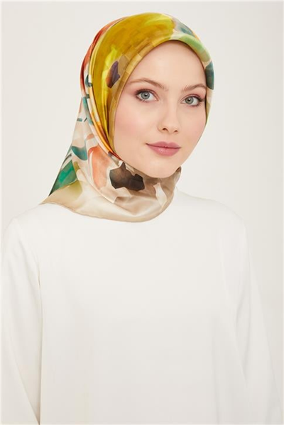 Armine Çiçek Desenli Twill İpek Eşarp 24Ya9103 81 32