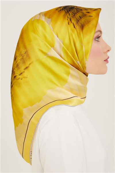 Armine Çiçek Desenli Twill İpek Eşarp 24Ya9100 87 86