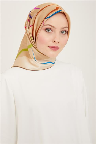 Armine Çiçek Desenli Twill İpek Eşarp 24Ya9115 31 36