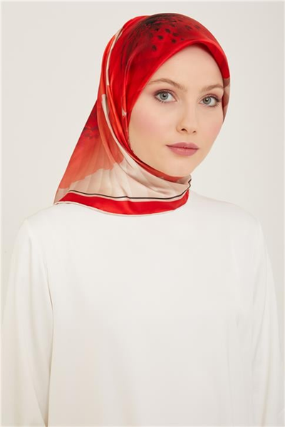 Armine Çiçek Desenli Twill İpek Eşarp 24Ya9100 87 83