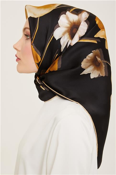 Armine Çiçek Desenli Twill İpek Eşarp 24Ya9105 32 36