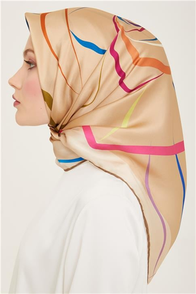 Armine Çiçek Desenli Twill İpek Eşarp 24Ya9115 31 36