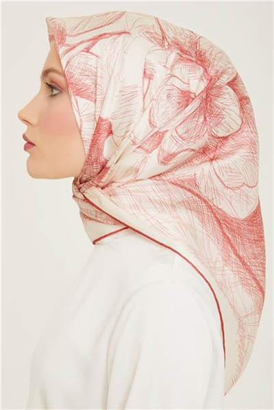 Armine Çiçek Desenli Twill İpek Eşarp 24Ya9121 1 38