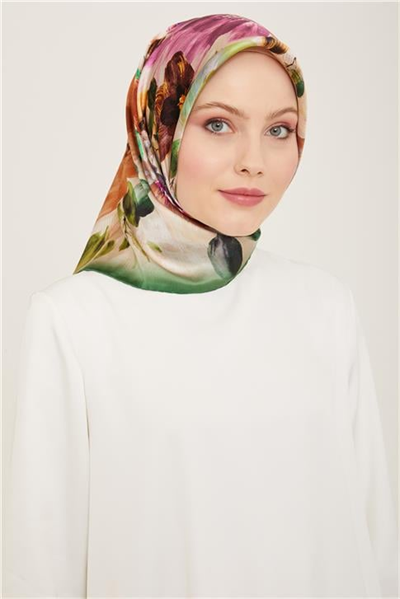 Armine Çiçek Desenli Twill İpek Eşarp 24Ya9133 36 03