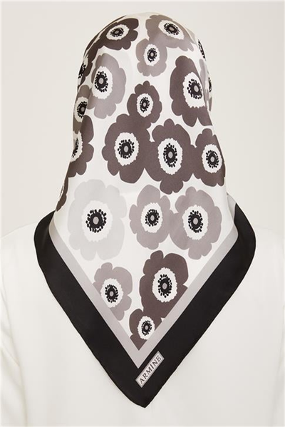 Armine Çiçek Desenli Twill İpek Eşarp 24Ya9106 54 05