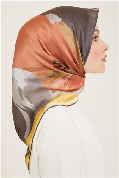 Armine Çiçek Desenli Twill İpek Eşarp 24Ya9145 2 37