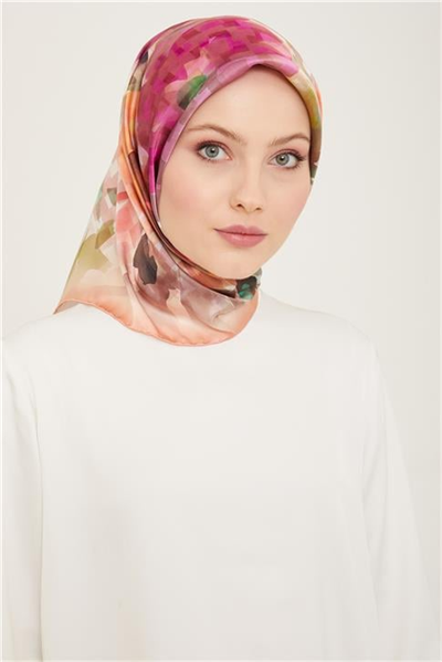 Armine Çiçek Desenli Twill İpek Eşarp 24Ya9103 81 34