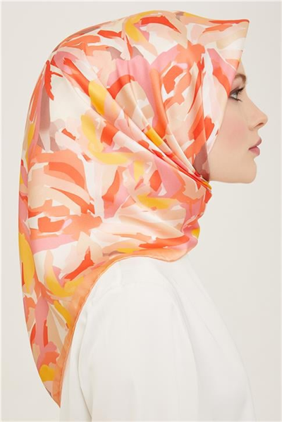 Armine Çiçek Desenli Twill İpek Eşarp 24Ya9140 51 50