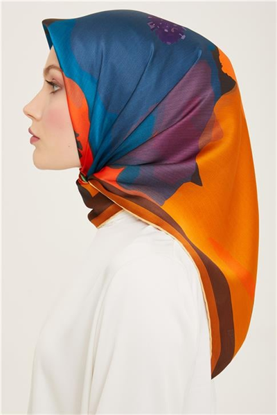 Armine Çiçek Desenli Twill İpek Eşarp 24Ya9145 2 09