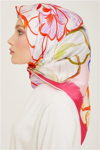 Armine Çiçek Desenli Twill İpek Eşarp 24Ya9110 5 33