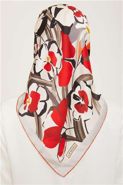 Armine Çiçek Desenli Twill İpek Eşarp 24Ya9153 52 03
