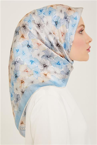 Armine Çiçek Desenli Twill İpek Eşarp 24Ya9108 83 83