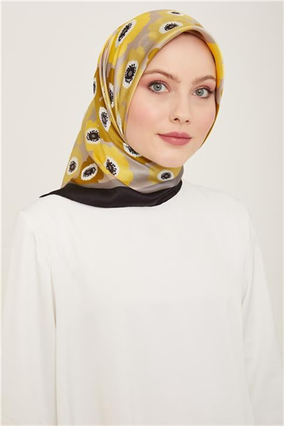 Armine Çiçek Desenli Twill İpek Eşarp 24Ya9106 54 50