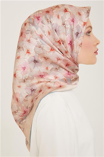 Armine Çiçek Desenli Twill İpek Eşarp 24Ya9108 83 25