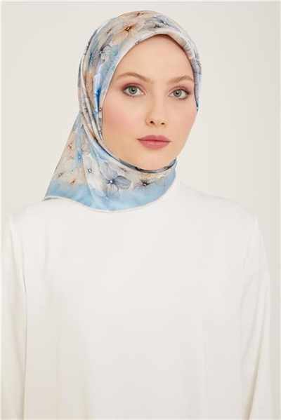 Armine Çiçek Desenli Twill İpek Eşarp 24Ya9108 83 83
