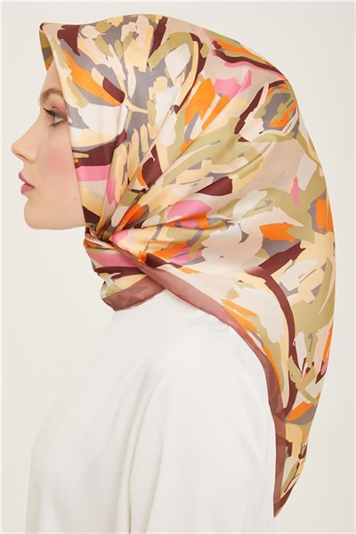 Armine Çiçek Desenli Twill İpek Eşarp 24Ya9140 51 80