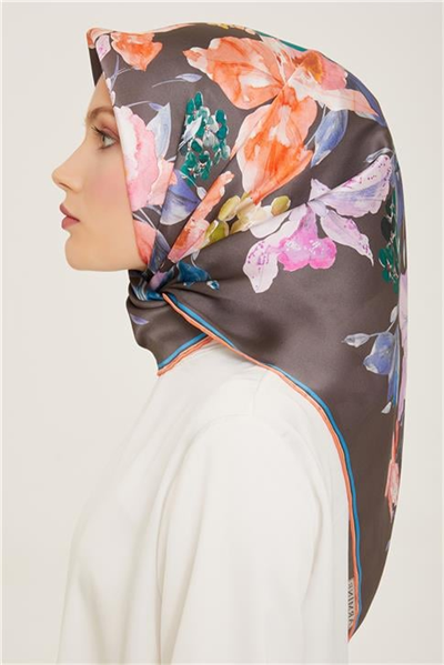 Armine Çiçek Desenli Twill İpek Eşarp 24Ya9127 51 51