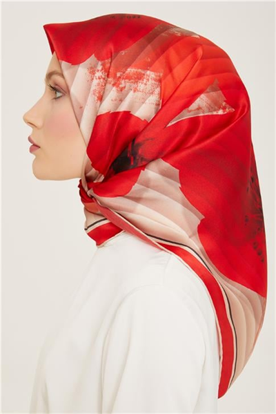 Armine Çiçek Desenli Twill İpek Eşarp 24Ya9100 87 83
