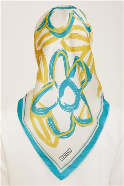 Armine Çiçek Desenli Twill İpek Eşarp 24Ya9123 5 05